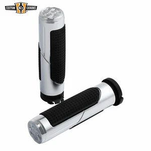 Chrome Rubber Handlebar Grips Fit For Harley Cable Style Applications 1973-UP - Bild 1 von 13