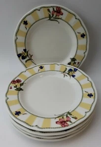 4 Noritake Homecraft SOMMER NACHLASS gelber Streifen Blumenmuster 8,5" Salatteller Set Menge - Bild 1 von 3