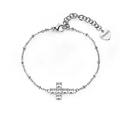 Sagapo Bracciale Croce Donna in Acciaio e Cristalli Sagapò SRD13 S'agapo - Immagine 1 di 4