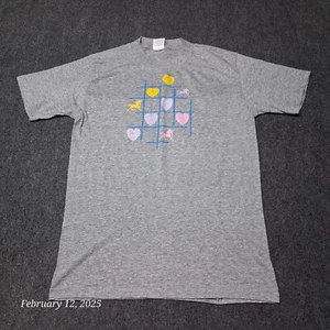 * Vintage Miller T Shirt Women Large Gray Single Stitch Horses and Hearts - Picture 1 of 9