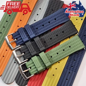 Waffle silicone and FKM rubber diver watch strap band 20,22mm, Tracking AU stock - Picture 1 of 102