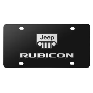 Jeep Rubicon 3D Dual Logo Black Stainless Steel License Plate - Picture 1 of 5