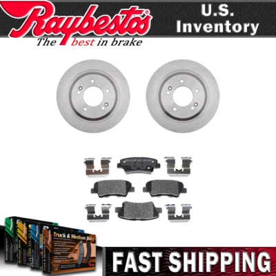 Rotores de freio traseiros e pastilhas de freio de cerâmica com ferragens para Kia Cadenza 2016 2014 - Imagem 1 de 4