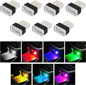 7 PCS USB LED Car Interior Atmosphere Lamp, Plug-In USB Decor Night Light, Porta - Afbeelding 1 van 6
