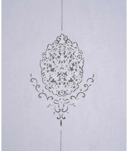 Tenda in 100% puro lino ricamata a mano lavorazione intaglio: tn/r23. - Foto 1 di 15