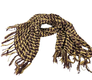 Damen Schal weicher dicker Strick Winterschal mit Fransen Beige Braun Stola - Bild 1 von 4