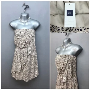 NEU Gap Beige Mix Animal Print Trägerloses Kleid UK 14 EUR 42 UVP 45,95£ - Bild 1 von 12