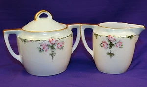 VINTAGE C&E CARSTENS WEIMER GERMANY CREAMER & SUGAR BOWL HAND PAINTED CHINA - Picture 1 of 8