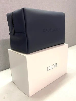 Dior Beauty Navy Toiletry waterbased PU+RPET Pouch SAUVAGE Logo Travel Bag