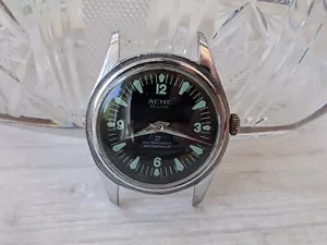 Vintage Acme De Luxe Taucher Armbanduhr Lünette 1960er schwarzes Zifferblatt - Bild 1 von 19