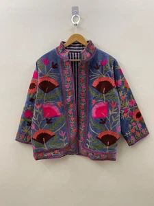 Chic Chaqueta Corta Suzani Terciopelo Bordado | Ropa Exterior Chaqueta Gitana - Imagen 1 de 5