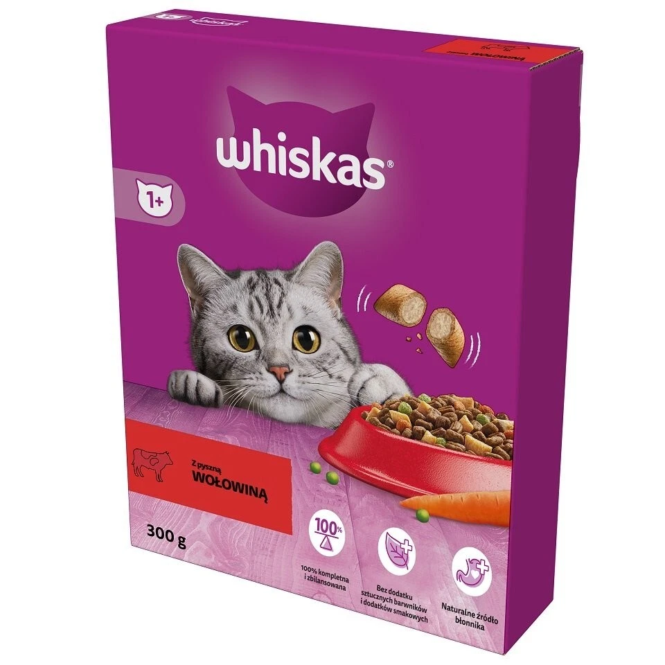 300 g WHISKAS Trockenfutter mit Rind für adulte Katzen - Bild 1 von 1
