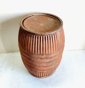 1920s Vintage Old Iron Oil Barrel With Lid London Decorative Collectible I96 - Picture 1 of 6