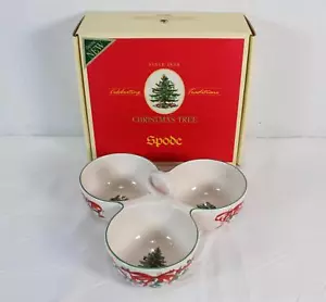 Spode Christmas Tree 3 Part Handled Server 10.5" 30CTR158 2007 Red Ribbons - Picture 1 of 10