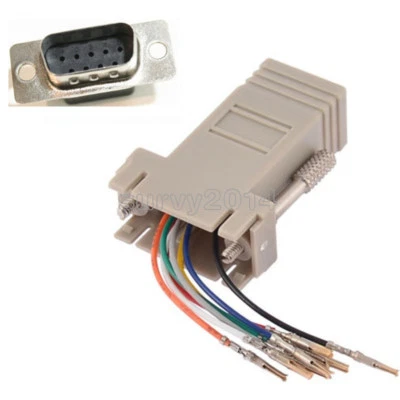 Extender Male DB9 to RJ45 Female RS232 Female M/F Adapter Connecter Convertor - Image 1 of 4
