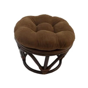 Rattan Ottoman with Micro Suede Cushion - Picture 1 of 1