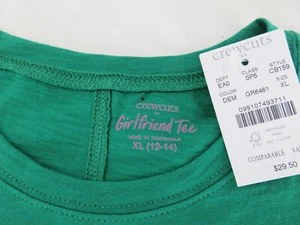 NWT Crewcuts Girlfriend Tee Shirt Girls Size XL 12-14 Green Long Sleeve - Picture 1 of 5