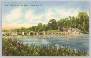 Power House And Dam Smith River Martinsville Virginia Linen Postcard - Picture 1 of 2
