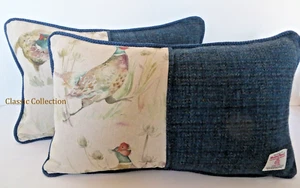 VOYAGE "BOWMONT PHEASANT" & HARRIS TWEED HANDMADE PIPED CUSHION COVER - Picture 1 of 12