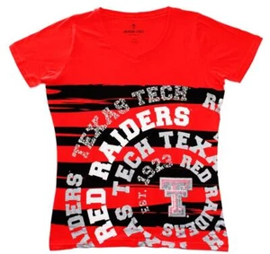Emerson Street Womens M Texas Tech Red Raiders Enhanced Tee Top V-Neck Shirt Red - Picture 1 of 4