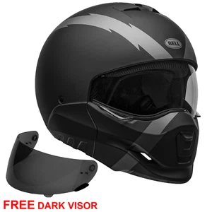 Casco de motocicleta Bell Broozer arco negro mate gris incluye visera oscura - Imagen 1 de 13
