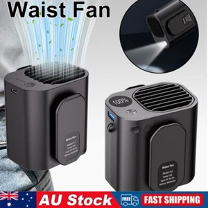 Portable Waist Belt Clip Hanging Cooling Fan Rechargeable Power Bank USB Outdoor - Picture 1 of 15