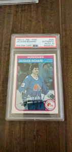 1982-83 OPC SIGNED CARD JACQUES RICHARD NORDIQUES SABRES FLAMES # 290 PSA DNA 10 - Picture 1 of 1