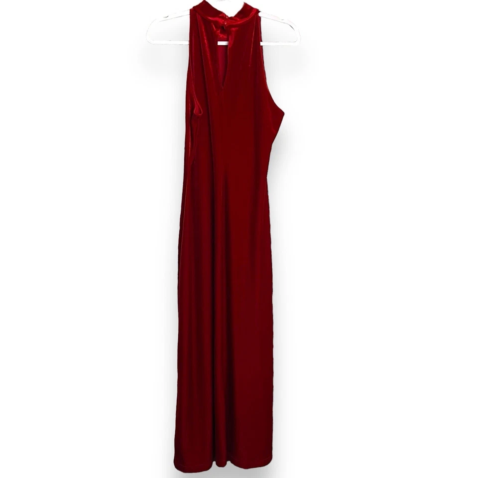 All That Jazz Velvet Maxi Dress Women's Large Red Sexy Party Chorus Sleeveless - Image 1 of 4