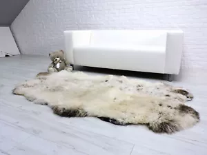 Echt Herdwick Schafsfell Teppich Quad Creme Braune Kuschelig Flokati Sofa Wurf - Bild 1 von 8