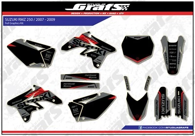 2007 2008 2009 RMZ 250 Graphics Kit For SUZUKI RMZ250 RM-Z Decals Stickers 07 08 Foto 1 de 4