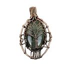 Moss Prehnite Tree Of Life And Wire Wrapped Handcrafted Copper Unique 2.76"