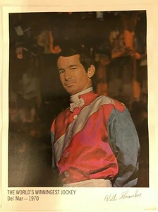 9X12 PHOTO DEL MAR 1970 WORLD'S WINNINGEST JOCKEY WILLIAM SHOEMAKER SIGNED - Picture 1 of 1