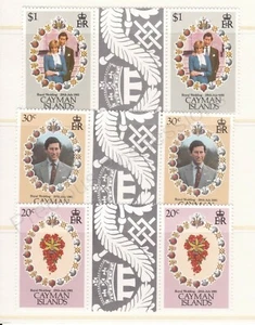1981 Royal Wedding Charles & Diana MNH Stamp Set Cayman GUTTER PAIR SG 534-536 - Picture 1 of 1