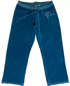 Juicy Couture Heiress Vintage Y2K Gr. XL Blau Samt Track Lounge Hose Made in USA - Bild 1 von 7