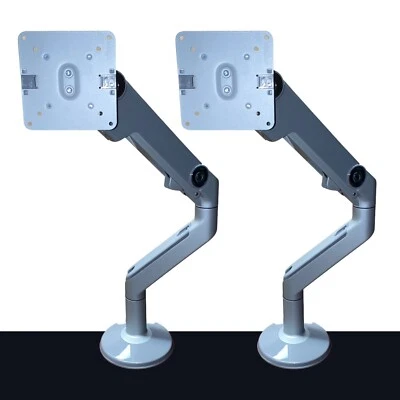 (2) HUMANSCALE M8 MONITOR ARMS DESK CLAMP MOUNT SILVER M8CS 8-40 LBS $1000+ MSRP - Image 1 of 4
