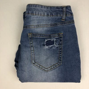 Cato Premium Women’s Size 10 Jeans Blue Denim Distressed Patches Cropped - Picture 1 of 11
