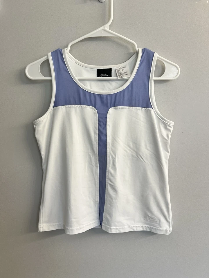 Camiseta sin mangas Kaelin Athleisure blanca con malla azul para mujer talla S Classiccore Preppy tenis Foto 1 de 4