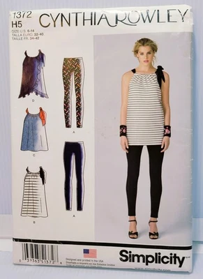 2014 Simplicity Pattern 1372 Misses Mini-Dress or Top Tunic  Leggings 6-14 Uncut - Image 1 of 4