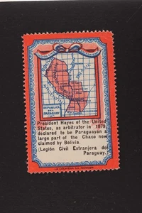 PARAGUAY PATRIOTISCHE KARTE KRIEG CHACO LEGION 1879 GESCHICHTE POSTER ETIKETT LA COLMENA - Bild 1 von 3