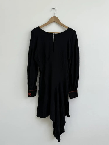 Abito Fendi asimmetrico in seta nero taglia 38