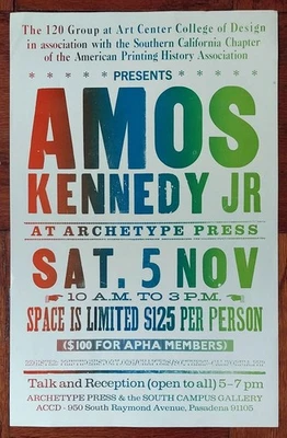 Amos Paul Kennedy, Jr lecture Ad Poster 11x17 Amer. Printing History Assoc. - Image 1 of 3