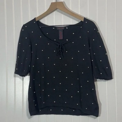 Suéter De Colección Ralph Lauren Mezcla de Seda Lunares Manga Corta Tejido Top Corbata Frontal M Foto 1 de 4