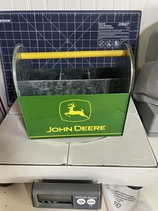 John Deere Tin Caddy Box Wooden Handle Tool Utensil Compartments - Picture 1 of 3