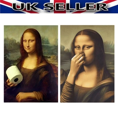 Cartel de arte de pared divertido para baño de la Mona Lisa lienzo impresión cuadro