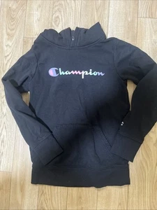 girls champion hooded sweatshirt size 8 Preowned Black - Picture 1 of 2