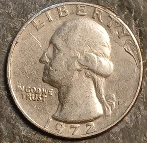 1972 D Washington Quarter Strike Through Error Coin - Picture 1 of 8