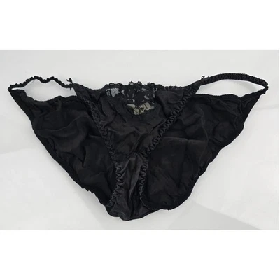 Delicadas bragas negras con ribete de encaje 100 % seda real XL 8 lencería sedosa LEER Foto 1 de 4