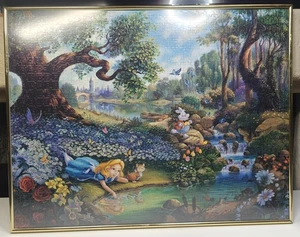 Disney Alice In Wonderland Puzzle Thomas Kinkade Framed 22x18 - Picture 1 of 6