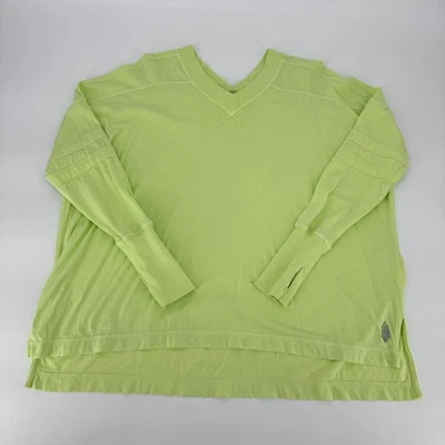 Free People Movement XS Lime Green V-Neck Long Sleeve Sweatshirt Tunic Top - Image 1 of 4