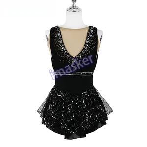 Figure Skating Dress Women Ice Skating Skirt Performance Competition V-neck - Picture 1 of 17